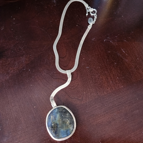 Luminous Blue Stone Necklace - Picture 2 of 4
